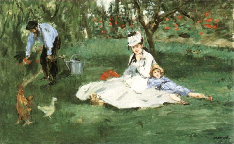 Edouard Manet The Monet Family in the Garden oil painting picture